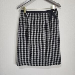 Vintage 90s Skirt Requirements Womens 8 Black White Tweed Bow Straight P…